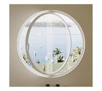 360-Degree Rotating Sliding Opening Porthole Window with Aluminum Frame and Tempered Glass, Replacement Casement Window with Handle