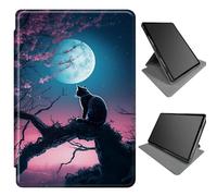 360 Degree Rotating Stand Case for Samsung Galaxy Tab S8 2022/S7 2020 11 inch w/S Pen Holder, Multi-Angle Viewing Case with Auto Wake/Sleep, Cat Moon Sakura