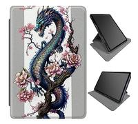 360 Degree Rotating Stand Case for Samsung Galaxy Tab S8 2022/S7 2020 11 inch w/S Pen Holder, Multi-Angle Viewing Case with Auto Wake/Sleep, Dragon Sakura