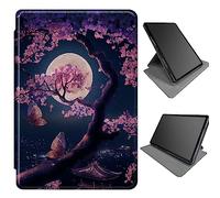 360 Degree Rotating Stand Case for Samsung Galaxy Tab S8 Plus 2022/S7 FE 2021/S7 Plus 2020 12.4 inch w/S Pen Holder, Multi-Angle Viewing Case with Auto Wake/Sleep, Sakura Moon Butterfly