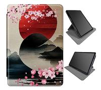 360 Degree Rotating Stand Case for Samsung Galaxy Tab S8 Plus 2022/S7 FE 2021/S7 Plus 2020 12.4 inch w/S Pen Holder, Multi-Angle Viewing Case with Auto Wake/Sleep, Sun Sakura Landscape