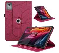 360 Degree Rotating Tablet Case Suitable For Lenovo Tab K11 Plus Case 11.45inch 3D Tree Embossed Stand Cover(Red)