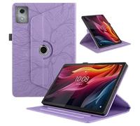 360 Degree Rotating Tablet Case Suitable For Lenovo Tab K11 Plus Case 11.45inch 3D Tree Embossed Stand Cover(Purple)
