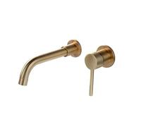 360-Degree Rotating Wall-Mounted Bathroom Sink Faucet Hot & Cold Mixer Concealed Chrome (Brushed Gold) Lavatory Tap for Modern Interiors