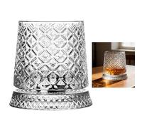 360 Degree Rotating Whiskey Glass, 280ml Old Fashioned Whiskey Glasses With 360° Rotating Base,Stress Relief Drinking Cup for Bourbon,Cocktails,Unique Gift for Husband,Dad,Father’s Day,Birthday (B)