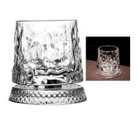 360 Degree Rotating Whiskey Glass, 280ml Old Fashioned Whiskey Glasses With 360° Rotating Base,Stress Relief Drinking Cup for Bourbon,Cocktails,Unique Gift for Husband,Dad,Father’s Day,Birthday (C)