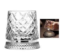 360 Degree Rotating Whiskey Glass, 280ml Old Fashioned Whiskey Glasses With 360° Rotating Base,Stress Relief Drinking Cup for Bourbon,Cocktails,Unique Gift for Husband,Dad,Father’s Day,Birthday (A)