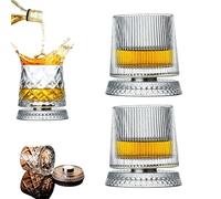 360 Degree Rotating Whiskey Glass, Revolving Cocktail Glass with Stable Decoupled Base, with Stress Relief Function, for Birthdays, Holidays, Father's Day