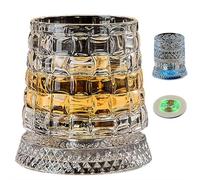 360 Degree Rotating Whiskey Glass,Rotating Crystal Whiskey Tumbler Glass with Light Pad,Rotatable Old Fashioned Cocktail Glasses Cup with Lights, Bar Accessories Home Party Supply, Men Father Gift