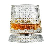 360 Degree Rotating Whiskey Glass, Wine Glassware, Crystal Rotating Wine Glass, with Stable Decoupled Base, Stress Relief Drinking Cup, Whiskey Gift for Your Husband Or Father