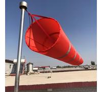 360 Degree Rotating Windsock Pole Kit, Rip-Stop Wind Direction Indicators with Reflective Belt, Oxford Fabric Wind Measurement Sock Bag(Red,L-2m(6.6ft))