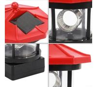 360 Degree Solar Garden Light Rotating Lighthouse(big red) | 360-degree rotating head, omnidirectional for white light, 9.5cm compact size, auto dusk sensor, garden decor