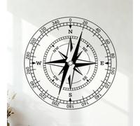 360 Degree Style Vintage Compass Vinyl Wall Stickers 42x42cm Window Decals Black