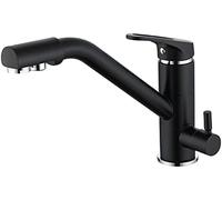 360 Degree Swivel Kitchen Tap with Water Filter - 3 Way Mixer Tap - Purifier - Chrome, Black