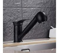 360-Degree Swivel Pull-Out Kitchen Faucet, Single Handle Deck Mounted, Glossy Black, Water-Saving Brass Mixer Tap for Sink, Stylish and Functional Design