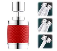 360-Degree Swivel Splash-Proof Faucet Aerator, 2024 New Water Saving Tap Aerator Diffuser Faucet Nozzle Filter Adapter, Faucet Extender 3 Outlet Modes Kitchen Sink Faucet Filter Water (Red)