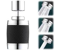 360-Degree Swivel Splash-Proof Faucet Aerator, 2024 New Water Saving Tap Aerator Diffuser Faucet Nozzle Filter Adapter, Faucet Extender 3 Outlet Modes Kitchen Sink Faucet Filter Water (Black)