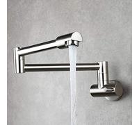 360-Degree Swivel Wall-Mounted Kitchen Pot Filler Faucet - Sleek Design Space-Saving Easy Installation Perfect for Home Chefs and Modern Kitchens