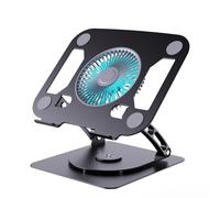360 Degree Swivels Laptop Stand With Builts In Cooling Fan And Blue Light For Devices Up To 15.9 Inches Carbon Steel Laptop Stand