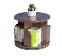 360 Degrees Desktop Circular Rotating Bookshelf - Small Storage Rack For Student Picture Books & Desk Organization(Brown)