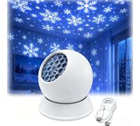 360° Dynamic Rotating LED Ocean Wave Night Projector Light, Ocean Projector Light with Ambient Lighting, Multi-Angle Adjustable Base for Bedroom Home Theater Game Room Decor (Snowflakes)