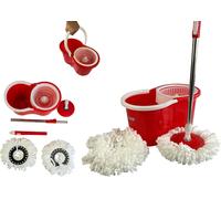 Spin Mop & Bucket Set With 2 Super Absorbent Microfiber Mop Heads
