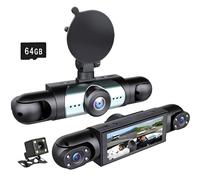 360° Full View Dash Cam Front and Rear Inside,4 Channel FHD 4 * 1080P, Wi-Fi GPS Voice Control Car Camera with Infrared Lamps Night Vision G-Sensor,Parking Mode,64GB SD Card Car Accessories (Black)