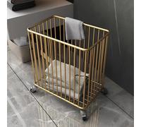360° Gold Laundry Hamper with Wheels, Rolling Laundry Basket Cart, Metal Rolling Basket for Room Organizer, for Bathroom, Living Room, Closet or Bedroom