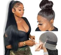 360 HD Lace Front Straight Human Hair Wig 180% Density Upgraded Hidden Straps 360 Full Lace Front Wigs Human Hair With Drawstring,Invisible Strap Pre Plucked With Baby Hair for Women 22inch