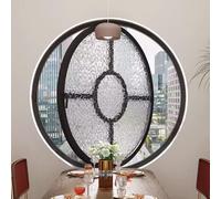 360° Home Metal Round Window with Tempered Glass, Rotation Lighting Commercial Decorative Windows, Modern Hotel Ventilation Windows with Handle, Indoor Rotating Round Window.