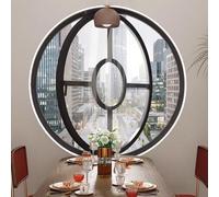 360° Home Metal Round Window with Tempered Glass, Rotation Lighting Commercial Decorative Windows, Modern Hotel Ventilation Windows with Handle, Indoor Rotating Round Window.