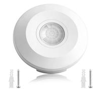 360° Infrared Motion Sensor Ceiling Indoor Surface Mount PIR Sensor Switch | for LED Lights Programmable Time & Lux 6m Range Presence Sensor 2000W/1000W Load 4-Wire Installation (White)