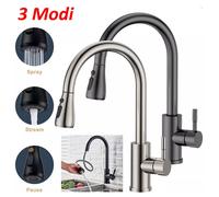 360° Kitchen Sink Mixer Taps Pull Out Spout Spray Single Lever Modern Mono Tap