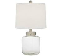 360 Lighting Nautical Coastal Accent Table Lamp with Clear Glass Sea Shells and Off-White Linen Shade, 20.5" High for Living Room, Bedroom, Beach House, and Nightstand