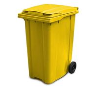 360 Litre Wheelie Bin - Yellow, Larger Household Size - EN 840 standard, Largest 2 Wheeled Bin Available Size 585 (w) x 880 (d) x 1264 (h) mm