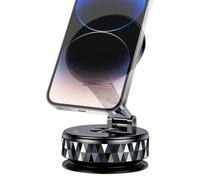 360° Magnetic Phone Mount for Car, Strong Suction Cup Bracket with Adjustable Arm, Dashboard and Desktop Mobile Holder for Smartphones and Tablets, ABS Zinc Alloy Construction,