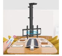 360° Manual Rotating TV Lift - Electric Ceiling Mount for 32-75 Inch TVs Adjustable Bracket with Remote Control Space-Saving Design for Home Theater