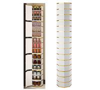 360° Metal Rotating Shoe Rack - Vertical Round Tower Storage Cabinet for Entryway - Modern Free Standing Corner Shelf for Large Space Organization