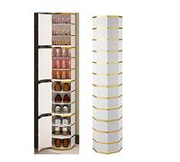 360° Metal Rotating Shoe Rack - Vertical Round Tower Storage Cabinet for Entryway - Modern Free Standing Corner Shelf for Large Space Organization