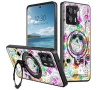 360° O-Ring Magnetic Stand Case for Moto G Power 5G 2024, Heavy Duty Shockproof Phone Case, Full Coverage Rugged Cover, Supports Magnetic Car Mount & Wireless Charging, Sugar Skulls