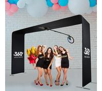 360 Overhead Photo Booth - Remote + Automatic Spinner Ring Light, 7-10 Peoples Scene Platform - Selfie Video Booth Frame (3x0.9x2.4m), Overhead Truss for Party Rental