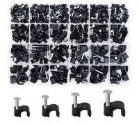 360 Pcs Black Cable Clips, Wire Clips for Cables, Cable Nail Clipss, cCable Tacks Wire Tidy Clipss, for Ethernet, Electrical Cables, Telephone Line, TV USB Wires(M4, M6, M8, M10, Black)