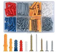 360 Pcs Plasterboard Screws and Wall Plugs and Nails Set,Assorted Masonry Brick Concrete Wall Plasterboard Fixings, Self Tapping Drilling Wood Raw Anchor Plugs and Screws and Nails Assortment Kit