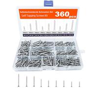 360 Pcs Self Tapping Small Screws For Wood, M3,M3.5,M4 Wood Screws Assortment, Flat Head Assorted Screw Set Mixed for Diy,Furniture Assembly, Repairs, Woodworking Projects