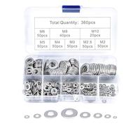 360 pcs Stainless Steel Washers, Flat Washers, Washer Assortment with Assortment Box, Washer for Screws & Nuts & Threaded Rods (M2 M2.5 M3 M4 M5 M6 M8 M10)