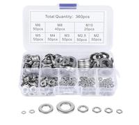 360 Pcs Washers, Stainless Steel Flat Washers, 8 Sizes Hardware Kit | Washers Assortment for Screws, Bolts, Spring, M2 M2.5 M3 M4 M5 M6 M8 M10 Washers Assortment