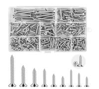 360 PCS Wood Screws Kits, M3 M4 M5 Self Tapping Screws Assortment Kit, Cross Recessed Flat Head Stainless Steel Screws Set With Storage Box - Suitable For Furniture Repair & Woodworking Projects