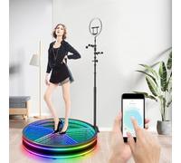 360 Photo Booth Automatic Spin with LED Fill Light, Portable Selfie Platform, Remote/APP Control, Smart Scaling, 100cm