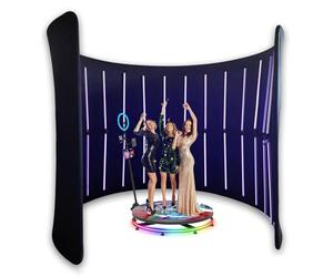 360 Photo Booth Backdrop for Party Event, 360 Degree Video Camera Booth - LED Lights Vogue Booth, Enclosure Free Customize Logo, for Event, Wedding