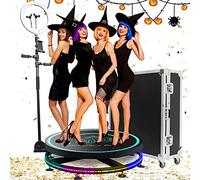 360 Photo Booth Machine 115cm with Software for Parties with Flight Case,Free Logo Customization,7 People Stand on APP Remote Control Auto Slow Motion 360 Spin Camera Booth